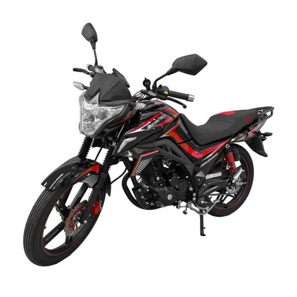 Krathos 200cc moto urbana Guatemala de Treck Motors color negro con rojo, diseño deportivo ideal para ciudad, disponible en GP Service.